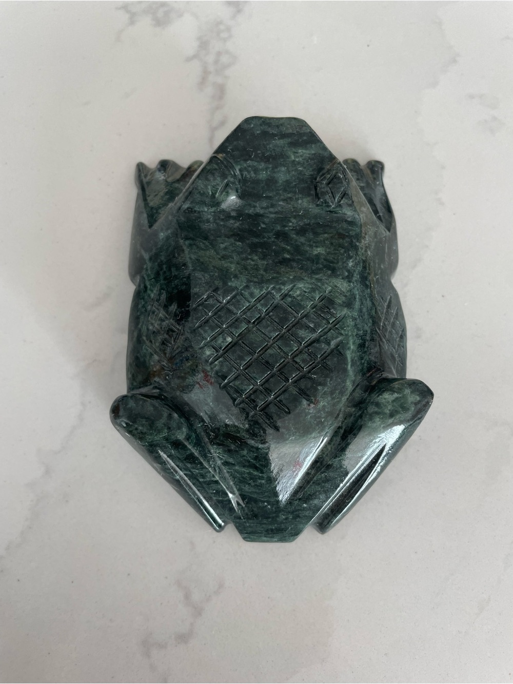 Hand-Carved Serpentine Stone Frog Figurine